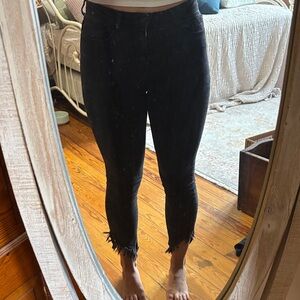 Women's Black Frayed Hem Jeans
